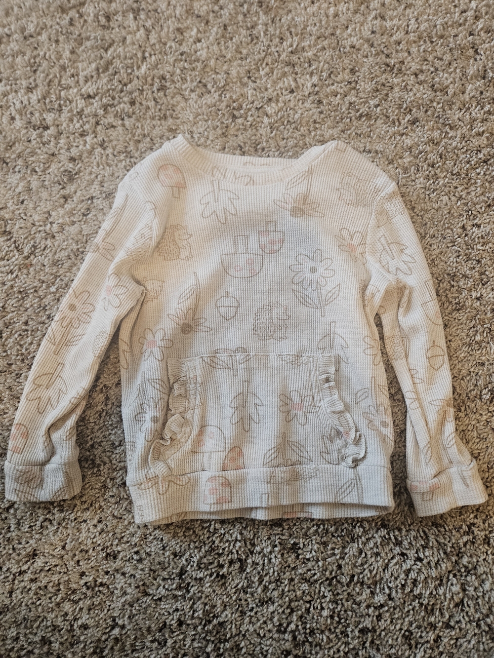 Garanimals Cream Floral Waffle-Knit Scoop Sweater